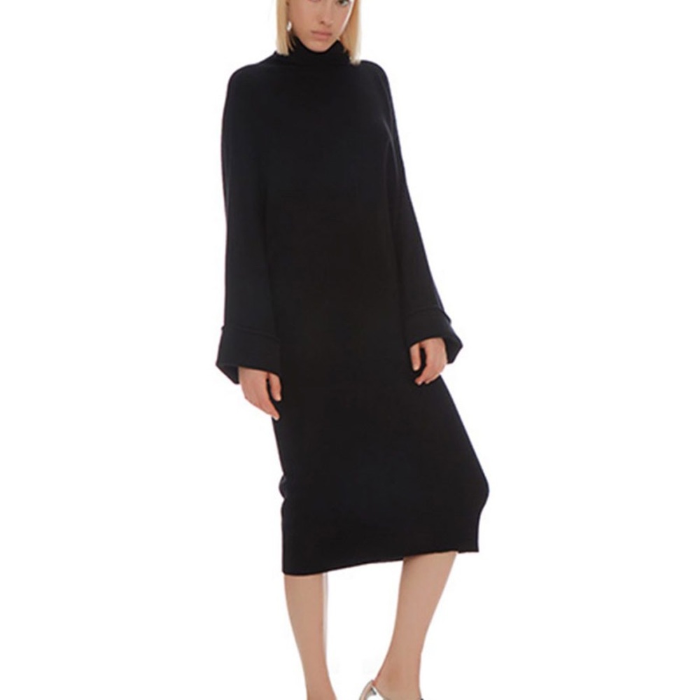Maison De Papillon Yoko Cuffed Cashmere Sweater Dress Black Size L - Picture 4 of 8